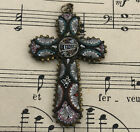 Small Antique Italian Micromosaic Micro Mosaic Cross / Crucifix Roma c1900