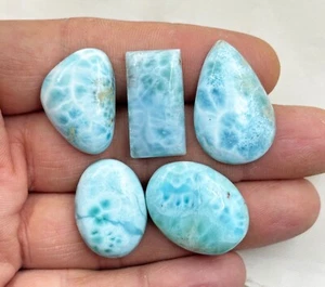 Natural Larimar Cabochons Wholesale 5 Lots oval teardrop loose gemstone 110cts - Picture 1 of 3