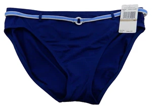 Nautica Indigo/Chambray Solid Blue Belted Bikini Swimsuit Bottoms NWT Size 12 - Picture 1 of 8