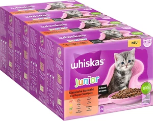 Whiskas Junior Katzennassfutter Klassische Auswahl Sauce Portionsbeutel 48x85g - Bild 1 von 8