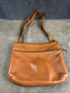 Vintage Fossil Caramel Brown Pebble Leather Cross Body Shoulder Bag Purse - Picture 1 of 11