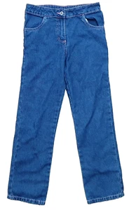 Jeans Pantaloni Blu Rosa Con Cuciture GEORGE 100% Cotone 9-10 Anni - Foto 1 di 5