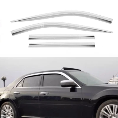 For Chrysler 300C 2011-2022 Chrome Sun Window Visor Vent Wind Guard Rain 4pcs - Image 1 of 4