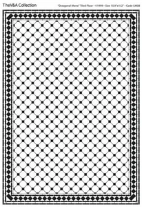 1/12TH  DOLLS HOUSE TILE  FLOORING BLACK AND WHITE OCTAGONAL  A3 GLOSS CARD - Picture 1 of 1
