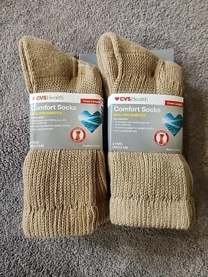 ENVÍO GRATUITO CVS Health Calcetines para Diabéticos Caqui S/M 4 NUEVOS Pares Foto 1 de 3
