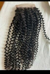 18" kinky Curly 4x4 closure processed Brazilian Hair Lace Closure 3 way part 12A