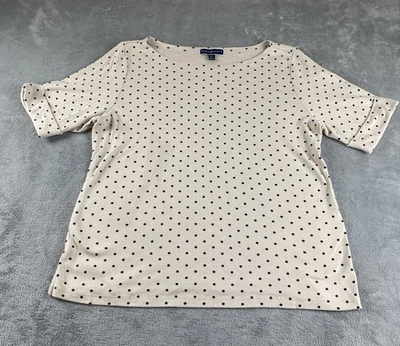 Blusa Karen Scott Top Marrón Negro Lunares Mujer’s XL C19 Foto 1 de 4