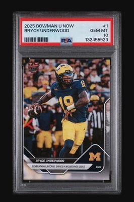  Bryce Underwood #1 RC Rookie 2025 Bowman U Ahora PSA 10 Michigan Debut  Foto 1 de 3