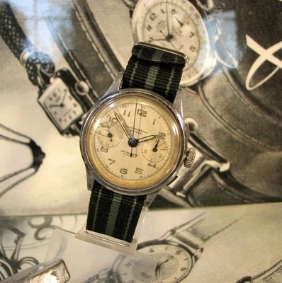 Vintag rare eye catching WW2 CHRONOGRAPHE SUISSE MOVADO 17 Rubis Nice mode Swiss - Image 1 of 4