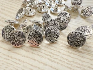 10PC Antiqued Silver Tree of Life Metal Buttons Sewing Button with Shank 14mm - Picture 1 of 2