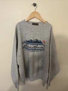 Vtg Eddie Bauer Since 1920 Original Logo Gray Crewneck Sweater - Picture 1 of 8
