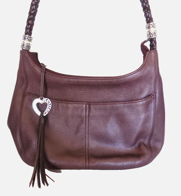 BRIGHTON soft PURPLE leather BARBADOS hobo shoulder bag Purse Heart Charm - Image 1 of 4