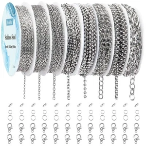 Necklace Chains for Jewelry Making, 62.3 Feet 8 Rolls 304 Stainless Steel Jew... - Picture 1 of 7