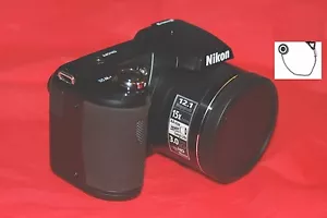 FRONT SLIP-ON PUSH-UP LENS CAP DIRECTLY TO CAMERA: NIKON COOLPIX P80 +HOLDER - Picture 1 of 7