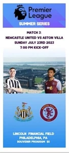 2023-24 Newcastle Utd v Aston Villa Souvenir Friendly Programme USA 22 July 2023 - Picture 1 of 7