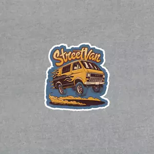Vintage Street Van Adventure Sticker - Retro 70s Style Van Illustration Decal #3 - Picture 1 of 1