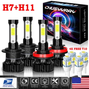 For Hyundai Elantra 2013-2016 4x 6000K White LED Hi/Low Beam Headlight Bulbs Kit - Picture 1 of 18