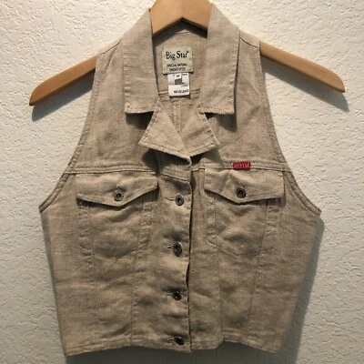 De colección. Chaleco de lino Big Star for Western Girl para mujer mediano beige boho FRANCIA Foto 1 de 4