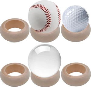 6 Pcs Wooden Baseball Stand, Crystal Ball Display Holder, Softball Displays, Bas - Picture 1 of 12
