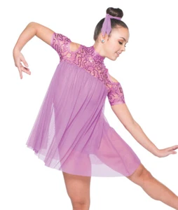 Dance Costume Large Child Purple AWCT V2354 Lyrical Contemporary Sequin - Picture 1 of 2