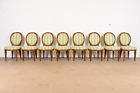 Karges French Regency Louis Xvi Carved Walnut Oval Back Dining Chairs, Eight