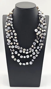 Premier Designs Multi-Strand Mother Of Pearl Abalone Seed Beads Necklace - Picture 1 of 4