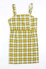 H&M Womens Yellow Check Polyester Bodycon Size 10