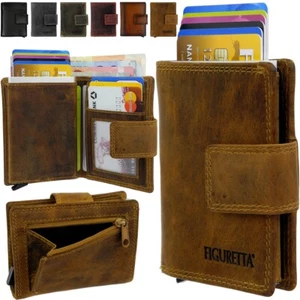 FIGETTA Aluminum Leather Wallet Women's Men's RFID Card Case Card Bag - Picture 1 of 47