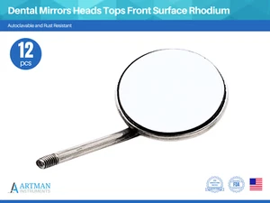 Dental Mirror Heads Tops Front Surface Rhodium Set of 12 ARTMAN INSTRUMENTS - Picture 1 of 8