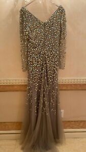 NWT Michel Couture Sequine, Rhinestones Beaded Prom Evening Dress Pageant Gown
