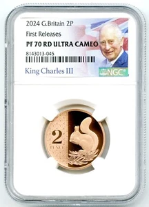 2024 GREAT BRITAIN 2P NGC PF70 RD UCAM RED SQUIRREL 2 PENCE FIRST RELEASES - Picture 1 of 2