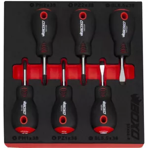 Juego de destornilladores Stubby 6 piezas Pozi/Phillips/Sloted en espuma de EVA BX493-R - Imagen 1 de 1