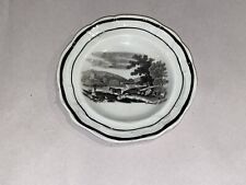 LC3 Staffordhshire Black Transfer Cup Plate With Cows By Stream Ca. 1830