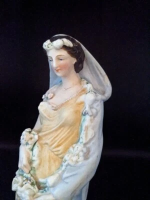 Antique Rare French Limoges Flower Girl Porcelain Polychrome Figurine 10" Rare - Image 1 of 4