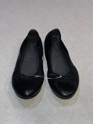 Zapatos planos de ballet Tamaris para mujer de cuero negro sin cordones con punta de almendra talla 38 EE. UU. 7 Foto 1 de 4