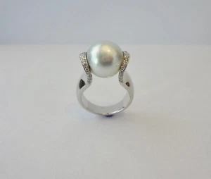 * Anello ricercato perla dei mari del sud 26 brillanti 0,70 ct. tutte le misure tutti i colori oro* - Foto 1 di 5