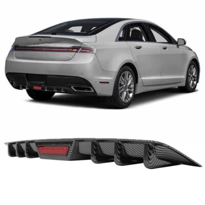 Carbon Look Rear Lower Diffuser Wing Lip w/ Tail Light For Lincoln MKZ MKS Sedan - Image 1 of 4