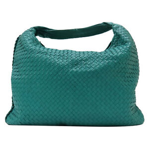 BOTTEGA VENETA Intrecciato Veneta Hobo Shoulder Handbag Green Leather 181140
