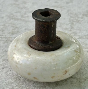Antique Door Knob Ornate Handle White Brown Speckled Porcelain Hardware 20’s VTG - Picture 1 of 7