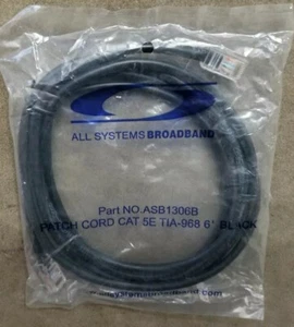 Cable Ethernet negro 6 ft CAT5E TIA-968 RJ45 Parte NO. ASB1306B - Imagen 1 de 1