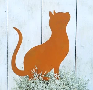 Gartenstecker Katze Rost Beetstecker Blumenstecker Weihnachten Winter Advent Her - Bild 1 von 3