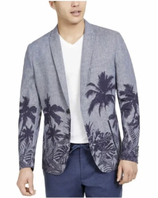 INC Mens Navy Single Breasted, Printed Cotton Blend Jacket 3XB - Image 1 of 4