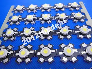 1W 3W High Power cool/warm white 3000k 4000k 10000k-30000k LED + 20mm star pcb - Picture 1 of 4