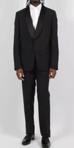 GUCCI SUIT MENS TUXEDO JACKET PANTS SLIM FIT BLACK WOOL MOHAIR sz 54 - Picture 1 of 13