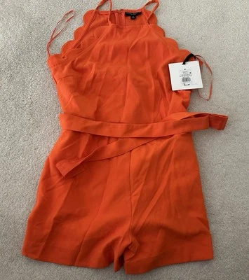 Victoria Beckham 女式 M 橙色波浪边连身裤全新带标签   — 第 1/4 张图片