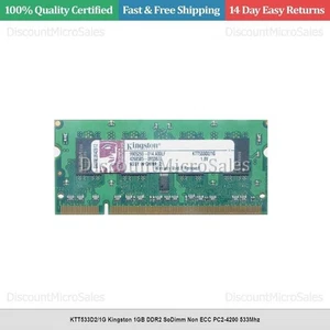 KTT533D2/1G Kingston 1GB DDR2 SoDimm Non ECC PC2-4200 533Mhz - Picture 1 of 1