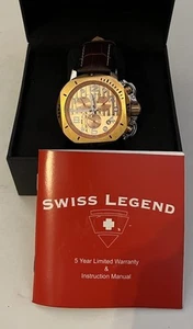 Swiss Legend Mens 10538-09-rbp Scubador Chronograph Brown Leather Watch B1 - Picture 1 of 3
