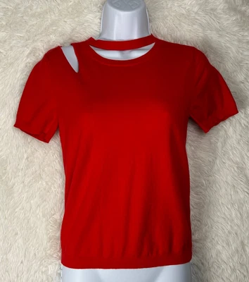 Suéter de manga corta Alice + Olivia Classics talla M rojo liso recortado Foto 1 de 4