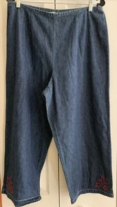 Norton Studio Jean Capris Size L With Embroidered Stars - Picture 1 of 5