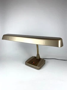 VTG Desk Lamp Brown Metal Adjustable Drafting MCM Task Light 1960's 18" Wide - Picture 1 of 15